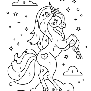 Unicornio para colorear por número y Pintar - Imágenes Para Dibujar Gratis